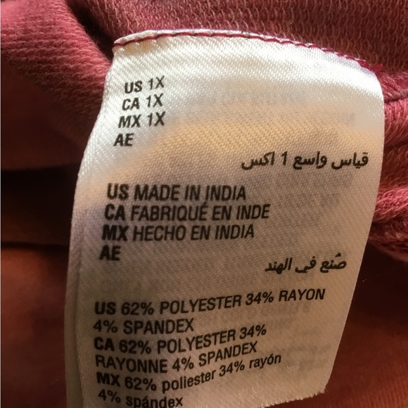 Lightweight sweatshirt women’s 1X. Shades of pink & mauve 4% spandex= stretchy - Picture 3 of 5